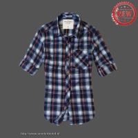 dames abercrombie fitch plaid lang overhemd blauw grijs oranje Lage Prijzen haug0353